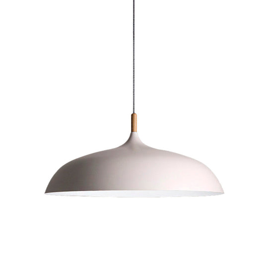 Black/White Retro Dome Pendant Light Fixture with Adjustable Cord - Kitchen Hanging Lamp