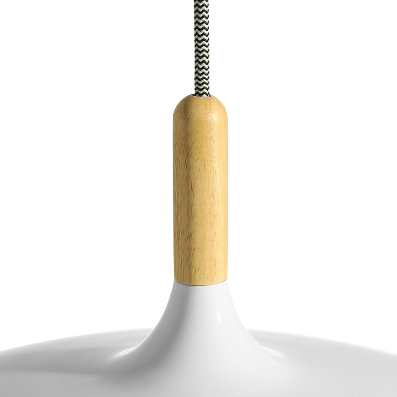 Black/White Retro Dome Pendant Light Fixture with Adjustable Cord - Kitchen Hanging Lamp