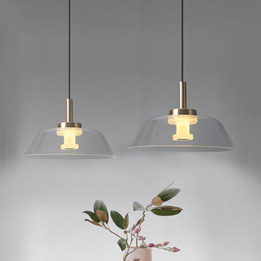 Modern Led Glass Pendant Light In Polished Chrome For Dining Room Clear