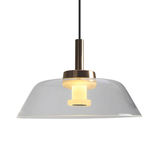 Suspension moderne à LED en verre transparent en chrome poli - Idéal pour le plafond de la salle à manger