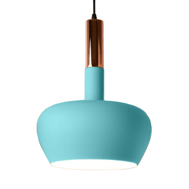 Modern Hanging Wine Glass Pendant Light - 1 Light Blue/Pink/Yellow Suspension