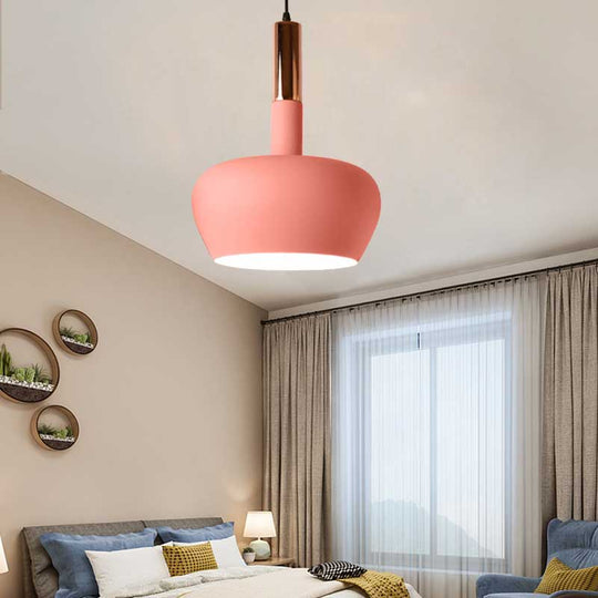 Modern Hanging Wine Glass Pendant Light - 1 Light Blue/Pink/Yellow Suspension