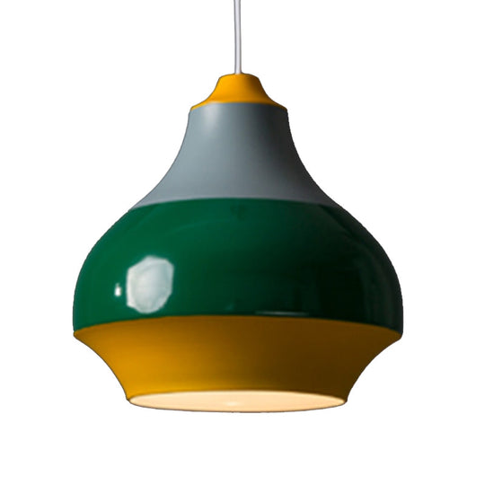 Modern Metal Pendant Light For Bedroom - Urn Hanging Design In Grey/White/Green