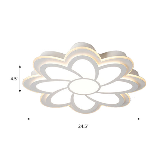 Modern Flower Metal Ceiling Light with LED, Acrylic Diffuser, Warm/White, 16.5"/20.5"/24.5" Dia