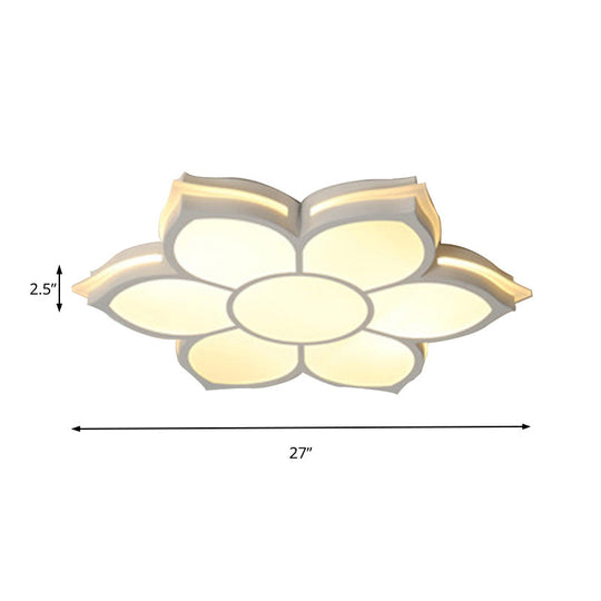 Modern Metal Flower Flush Mount Ceiling Light, LED Integrated, White, Warm/White, Various Sizes