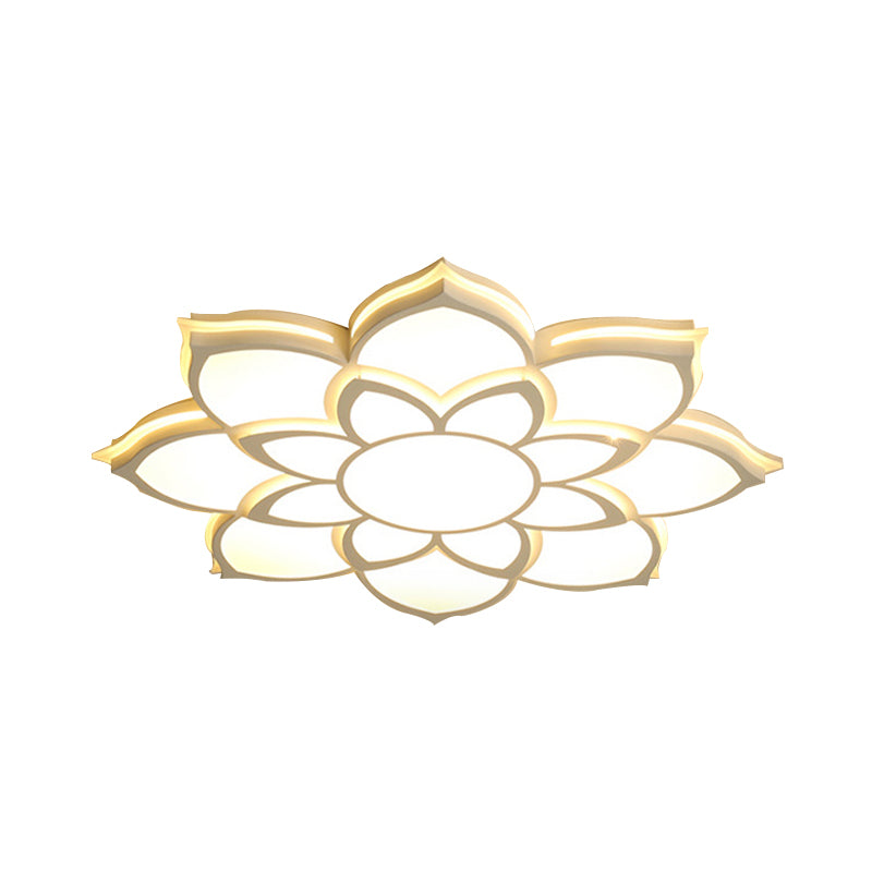 Modern Metal Flower Flush Mount Ceiling Light, LED Integrated, White, Warm/White, Various Sizes