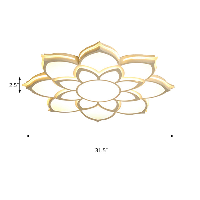 Modern Metal Flower Flush Mount Ceiling Light, LED Integrated, White, Warm/White, Various Sizes