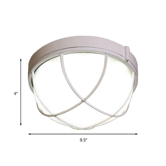 White Geometric Flush Ceiling Mount Light Fixture - Industrial Frosted Glass For Bedroom (9.5/10