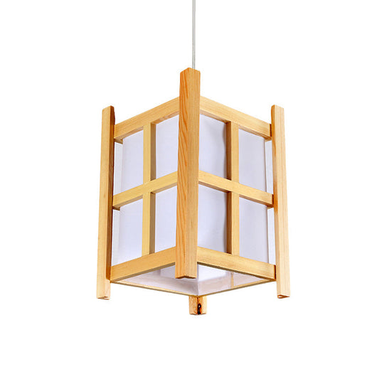 Asian Wooden Pendant Light With Paper Shade For Restaurant