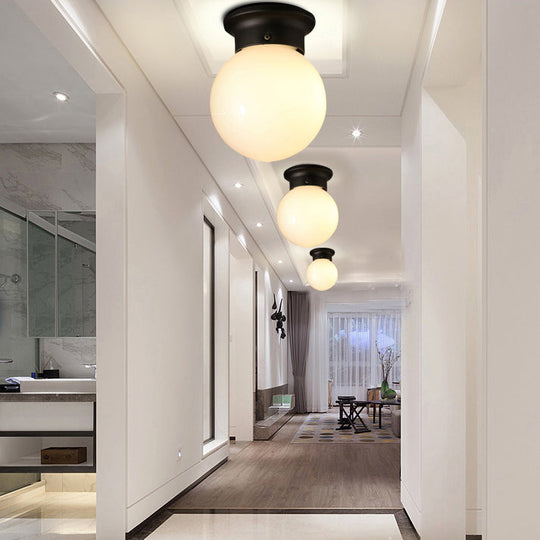 Industrial Black/Clear Glass Flush Mount Lighting Fixture, 6"/6.5" Wide