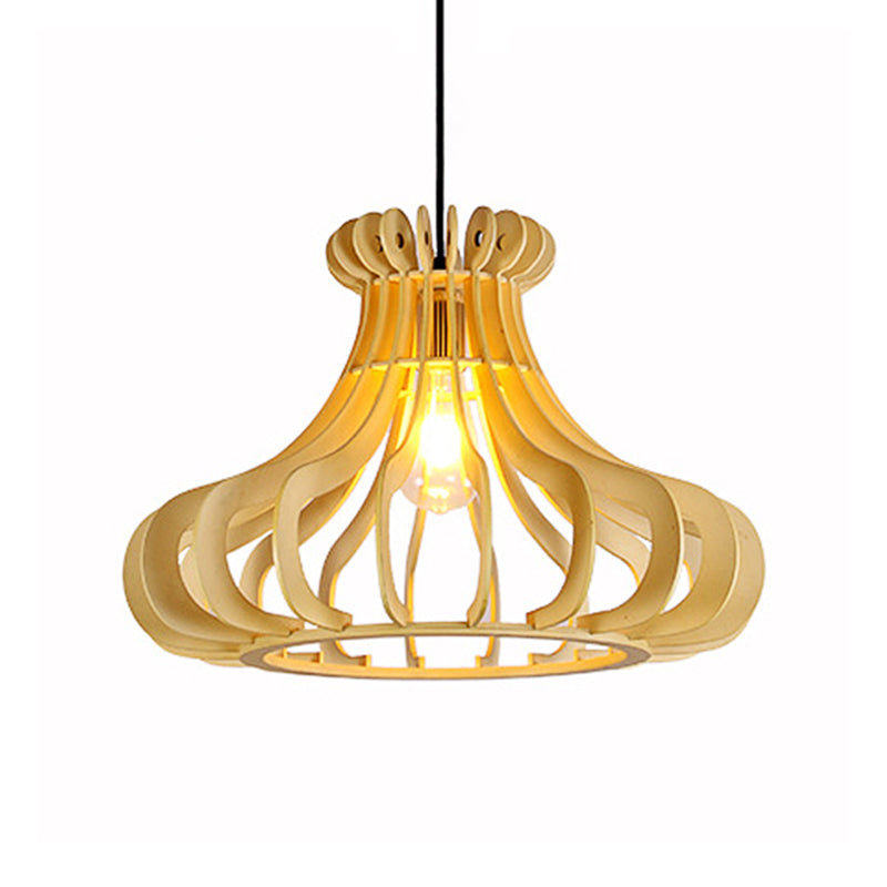 Modern Onion Pendant Lamp: Wood & Beige for Stylish Bedroom Lighting