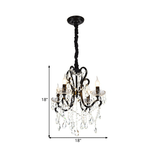 Modern Black Bedroom Chandelier - 4/5 Light Crystal Stands - Swag Hanging Ceiling Fixture