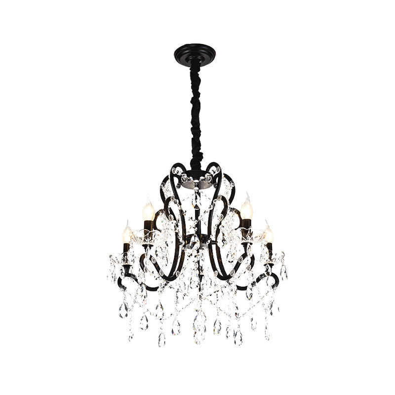 Modern Black Bedroom Chandelier - 4/5 Light Crystal Stands - Swag Hanging Ceiling Fixture