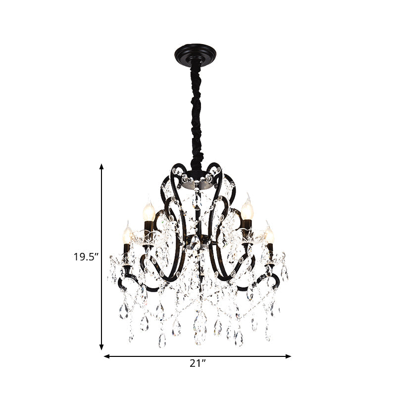 Modern Black Bedroom Chandelier - 4/5 Light Crystal Stands - Swag Hanging Ceiling Fixture