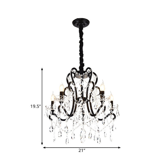 Modern Black Bedroom Chandelier - 4/5 Light Crystal Stands - Swag Hanging Ceiling Fixture