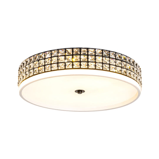 Modern White Crystal Led Round Flushmount Ceiling Light - 16/19.5 Wide