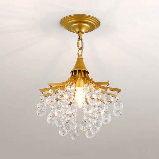 Classic Crystal Ball Pendant Light - Black/Gold Suspended Lamp Kit