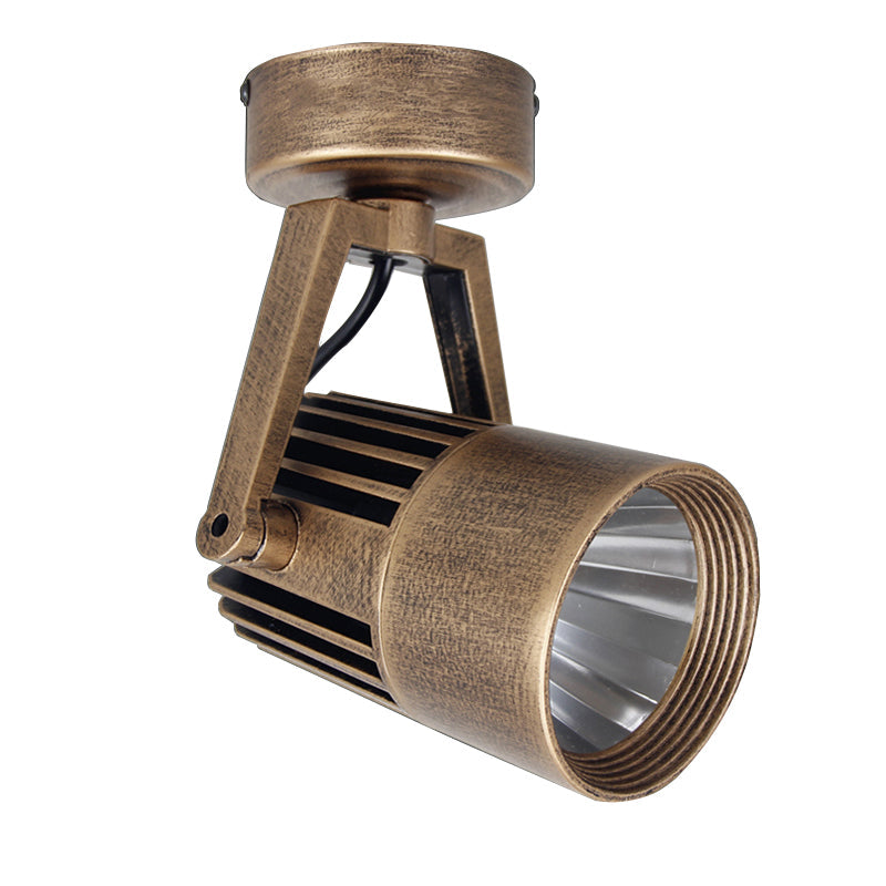 Antique Style Brass Ceiling Light Fixture - Metal LED Bedroom Semi-Flush Mount, Adjustable, 3"/5" Width