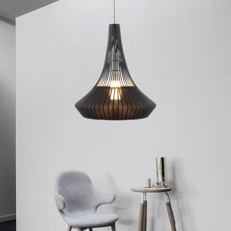 Modern Cone Shade Pendant Light - Black/Pink/Blue Fabric Hangs Beautifully in Living Room