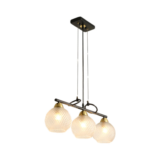 Contemporary Black Hanging Chandelier with Clear/Prismatic Glass, 3/4 Bulbs - Modern Pendant Light Kit for Dining Hall