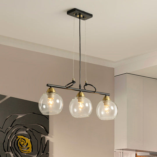 Contemporary Black Hanging Chandelier with Clear/Prismatic Glass, 3/4 Bulbs - Modern Pendant Light Kit for Dining Hall