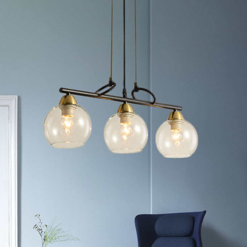 Contemporary Black Hanging Chandelier with Clear/Prismatic Glass, 3/4 Bulbs - Modern Pendant Light Kit for Dining Hall