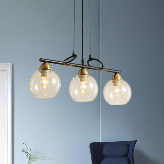 Contemporary Black Hanging Chandelier with Clear/Prismatic Glass, 3/4 Bulbs - Modern Pendant Light Kit for Dining Hall