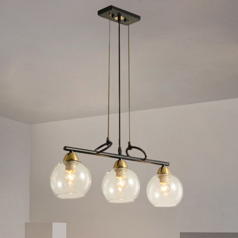 Contemporary Black Hanging Chandelier with Clear/Prismatic Glass, 3/4 Bulbs - Modern Pendant Light Kit for Dining Hall
