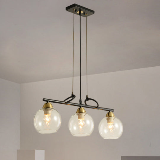 Contemporary Black Hanging Chandelier with Clear/Prismatic Glass, 3/4 Bulbs - Modern Pendant Light Kit for Dining Hall