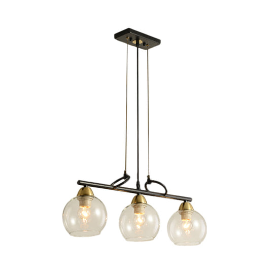 Contemporary Black Hanging Chandelier with Clear/Prismatic Glass, 3/4 Bulbs - Modern Pendant Light Kit for Dining Hall