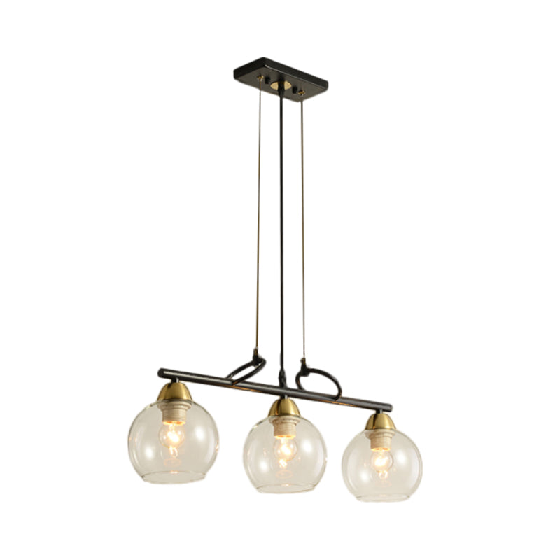 Modern Hanging Chandelier: Clear Glass Dual Bulb Pendant Light Kit In Black