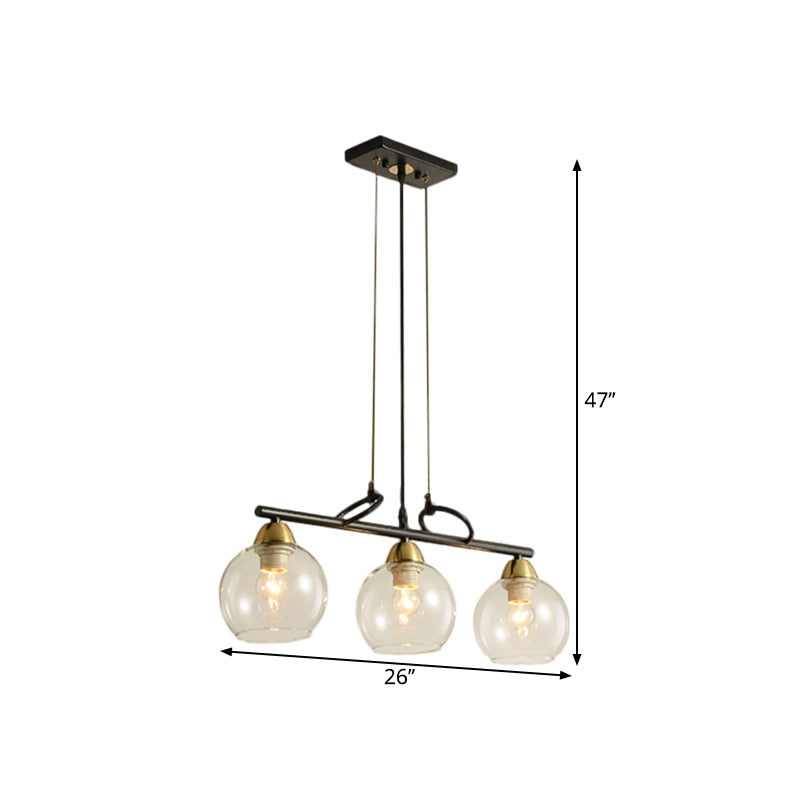 Contemporary Black Hanging Chandelier with Clear/Prismatic Glass, 3/4 Bulbs - Modern Pendant Light Kit for Dining Hall