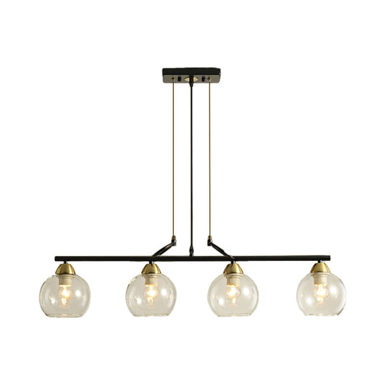 Contemporary Black Hanging Chandelier with Clear/Prismatic Glass, 3/4 Bulbs - Modern Pendant Light Kit for Dining Hall