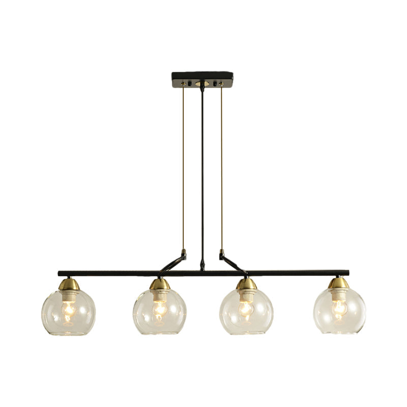 Modern Hanging Chandelier: Clear Glass Dual Bulb Pendant Light Kit In Black