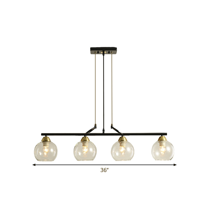 Contemporary Black Hanging Chandelier with Clear/Prismatic Glass, 3/4 Bulbs - Modern Pendant Light Kit for Dining Hall