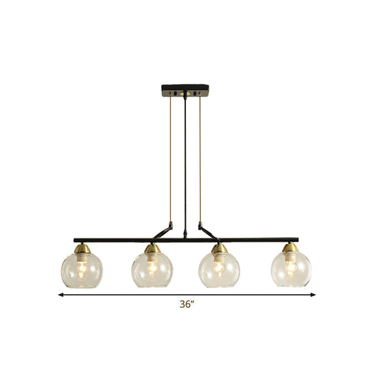 Contemporary Black Hanging Chandelier with Clear/Prismatic Glass, 3/4 Bulbs - Modern Pendant Light Kit for Dining Hall