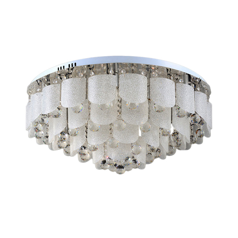 Modern Crystal Balls Flush Mount Lamp - 15 Bulbs, Clear Tapered Design, White Light