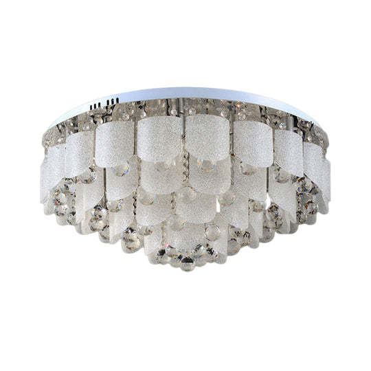 Modern Crystal Balls Flush Mount Lamp - 15 Bulbs, Clear Tapered Design, White Light