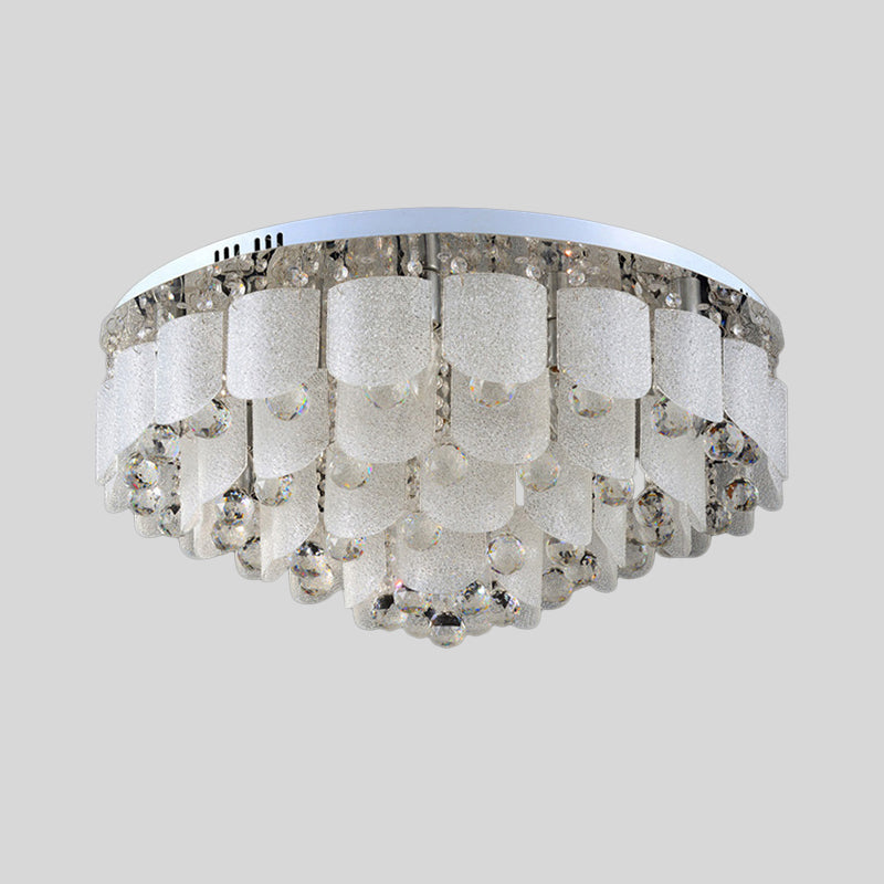Modern Crystal Balls Flush Mount Lamp - 15 Bulbs, Clear Tapered Design, White Light