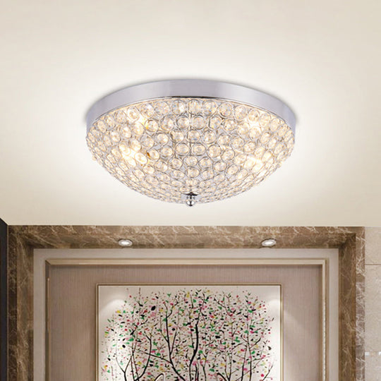 Modern Clear Crystal Beads Flush Mount Ceiling Light with Ring Mesh Grid - Set of 2 Bulbs