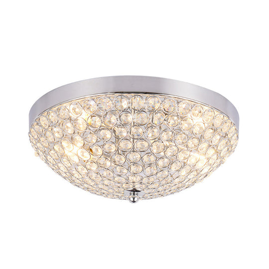 Modern Clear Crystal Beads Flush Mount Ceiling Light with Ring Mesh Grid - Set of 2 Bulbs