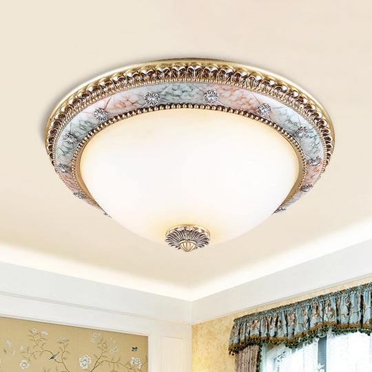 Minimalist Dome White Glass Flush Mount Ceiling Light in Gold - 2/3-Light, 14"/16"/19.5" Width