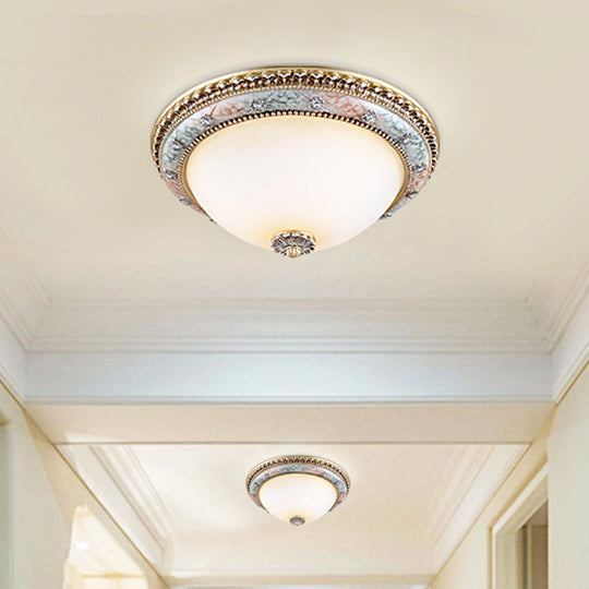 Minimalist Dome White Glass Flush Mount Ceiling Light in Gold - 2/3-Light, 14"/16"/19.5" Width