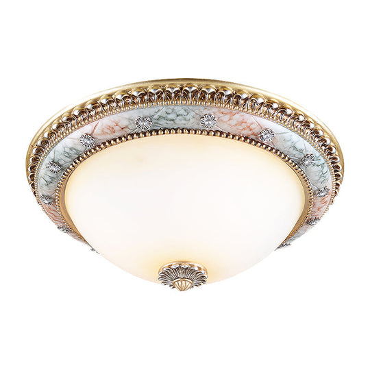 Minimalist Dome White Glass Flush Mount Ceiling Light in Gold - 2/3-Light, 14"/16"/19.5" Width