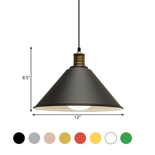Suspension de plafond conique en métal moderniste - Orange/jaune, largeur 12"/14"