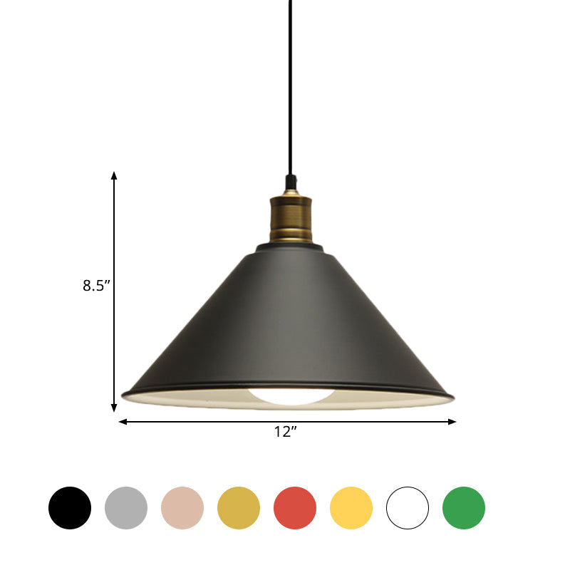 Modern Conical Metal Ceiling Pendant Light In Orange And Yellow/Yellow - 12/14 Width
