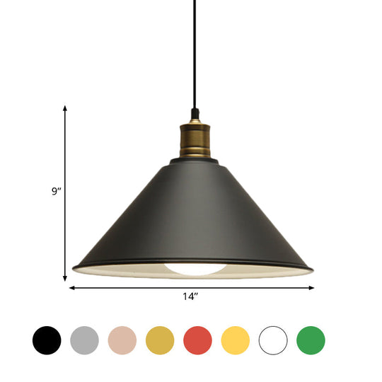 Modern Conical Metal Ceiling Pendant Light In Orange And Yellow/Yellow - 12/14 Width