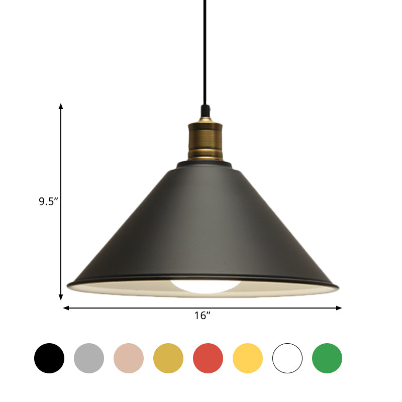 Modern Conical Metal Ceiling Pendant Light In Orange And Yellow/Yellow - 12/14 Width