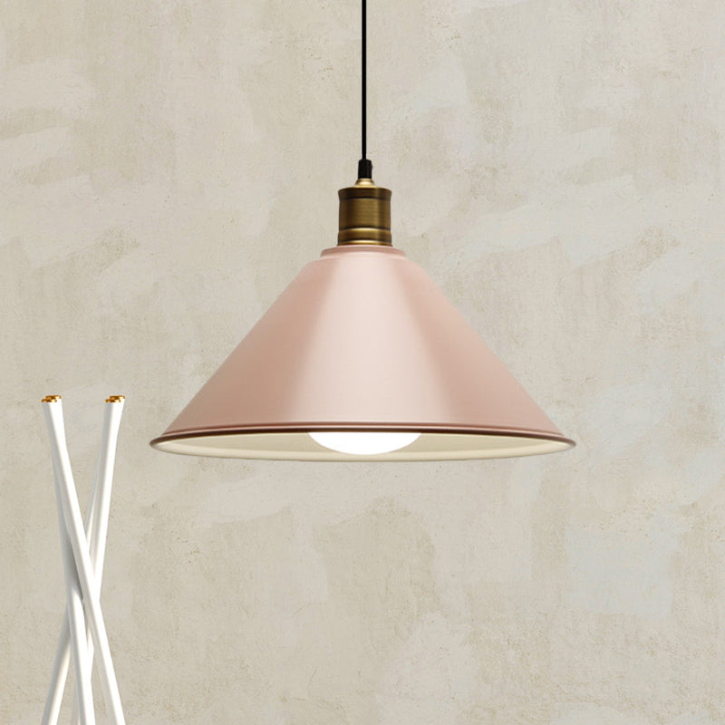 Modern Conical Metal Ceiling Pendant Light In Orange And Yellow/Yellow - 12/14 Width Pink / 12