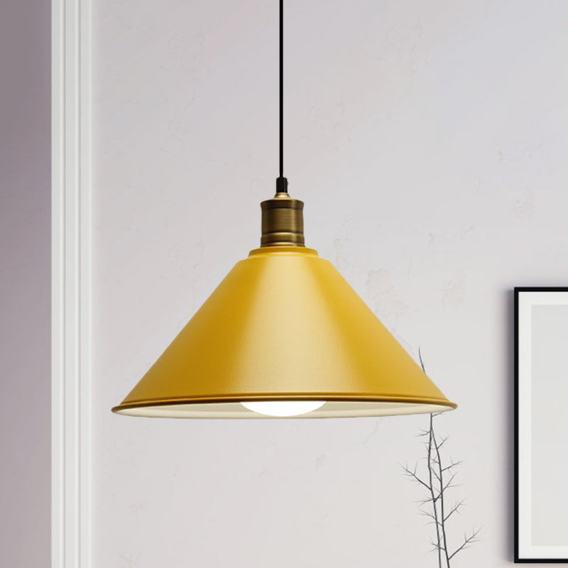 Suspension de plafond conique en métal moderniste - Orange/jaune, largeur 12"/14"